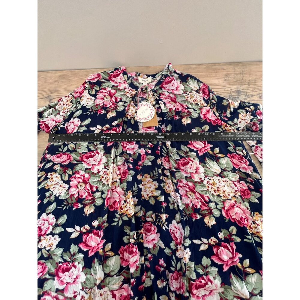 Umgee Bell Sleeve Dress Womens S Pink Rose Print Flowy Cottage - Picture 7 of 8